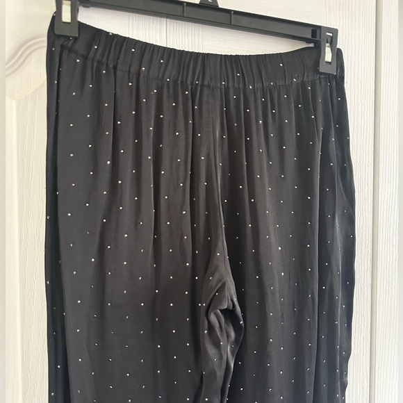 BCBGMaxAzria Black Satin Studded Capri Pants - Picture 2 of 6